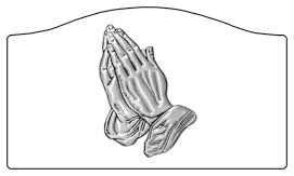 DASHELL-516-SL-WT Silver Praying Hands White Background